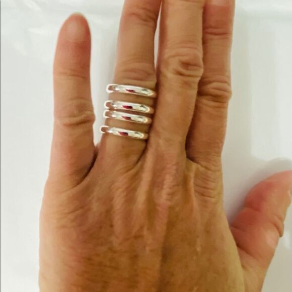 Sterling Silver Double Wrap Open Cuff Ring Jewelry NEW - Picture 2 of 3